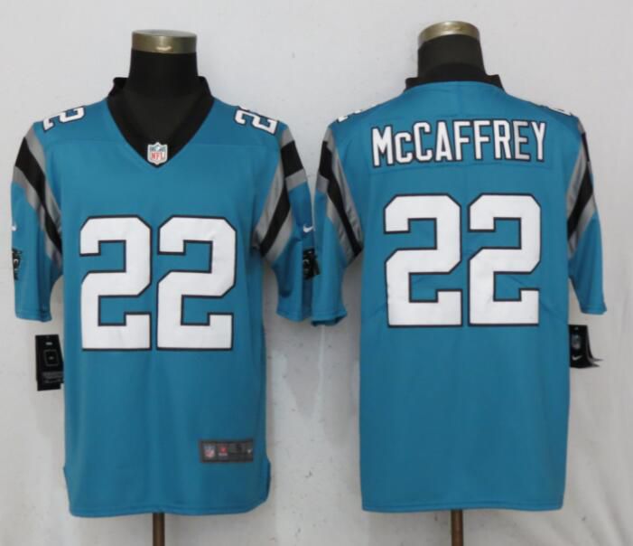 Men Carolina Panthers 22 McCaffrey Blue Nike Vapor Untouchable Limited Playe NFL Jerseys